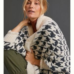 Anthropologie Maeve Houndstooth Shawl Cardigan